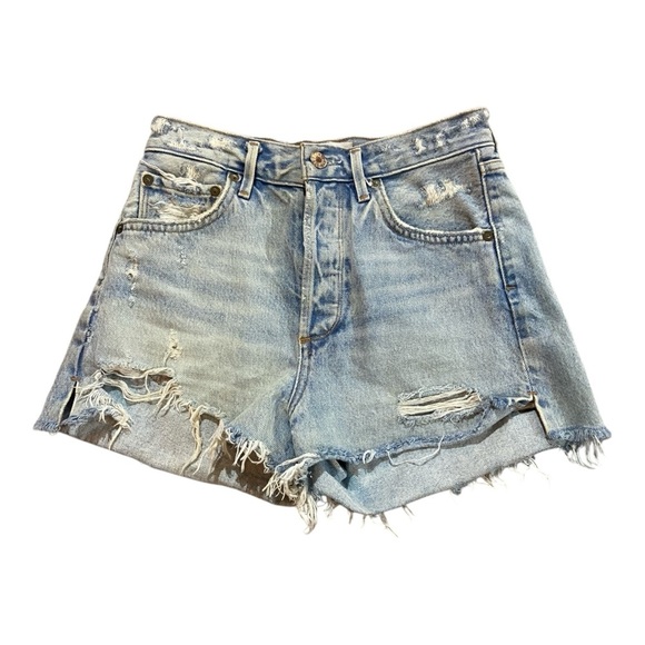 AGOLDE Jaden Cut Off Denim Jean Shorts Sz 24 A038 100% Cotton - Picture 1 of 7